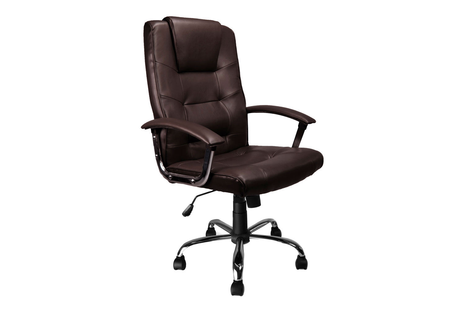 Skye High Back Brown Leather Faced Executive Office Chair, Brown, Fully Installed