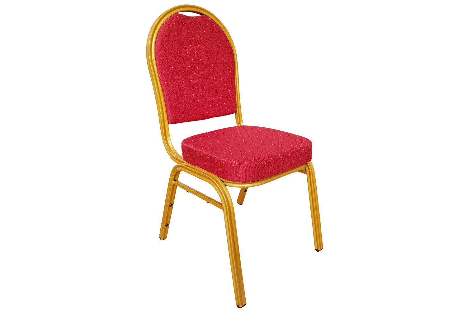 Qty 4 - Murad Steel Framed Stacking Banquet Office Chair (Gold Frame), Red