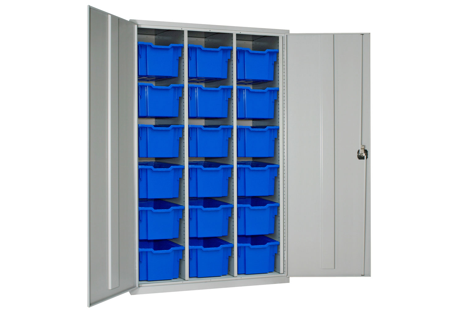 Elite High Capacity Storage Office Cupboards With 18 Extra Deep Trays, Dark Grey With Translucent Trays