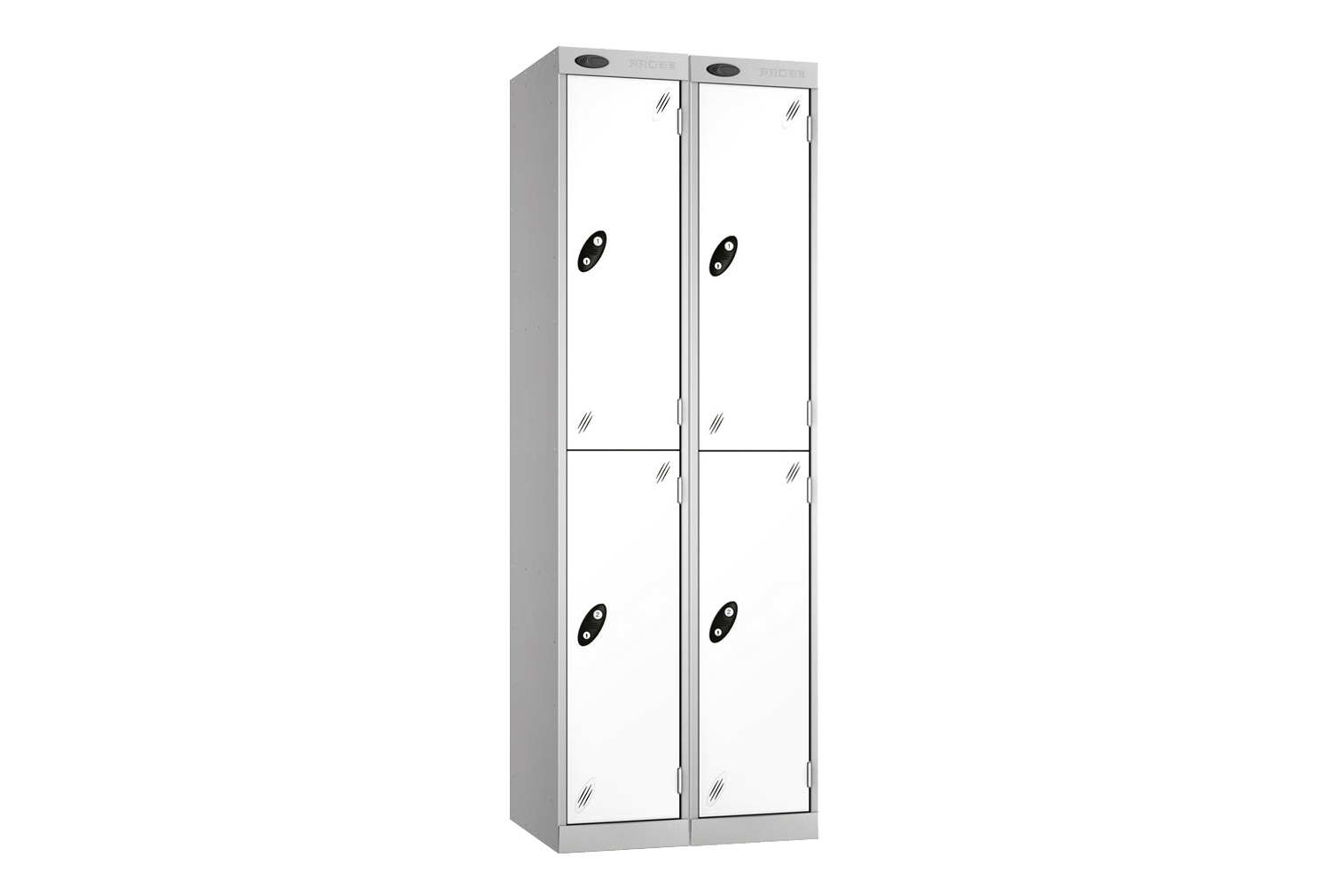 Express Delivery Probe 2 Door Locker Nest Of 2, 30wx45dx180h (cm), Cam Lock, White Doors