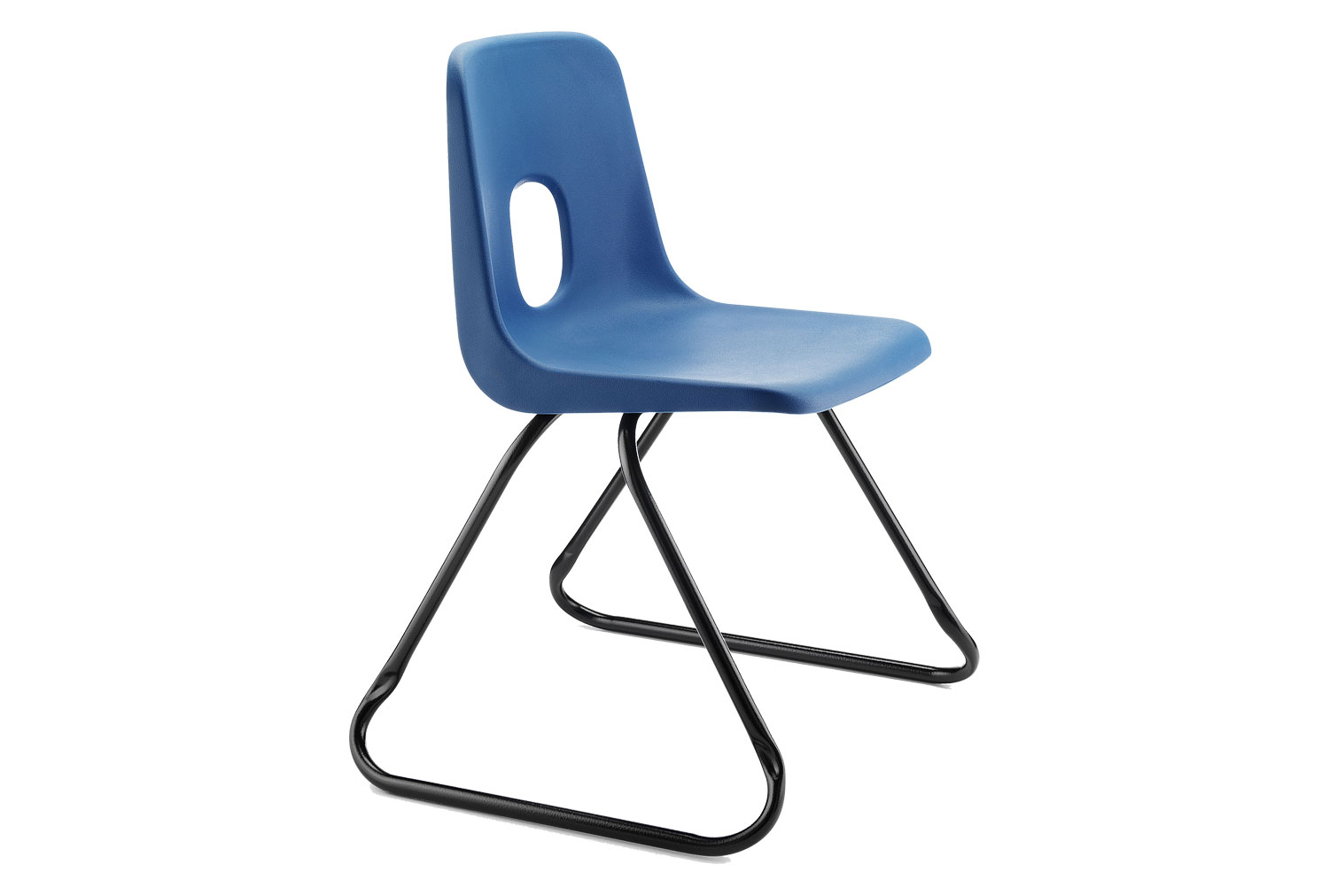 Qty 8 - Hille E Series Skid Base Classroom Chair, 14+ Years - 41wx37dx46h (cm), Black Frame, Blue