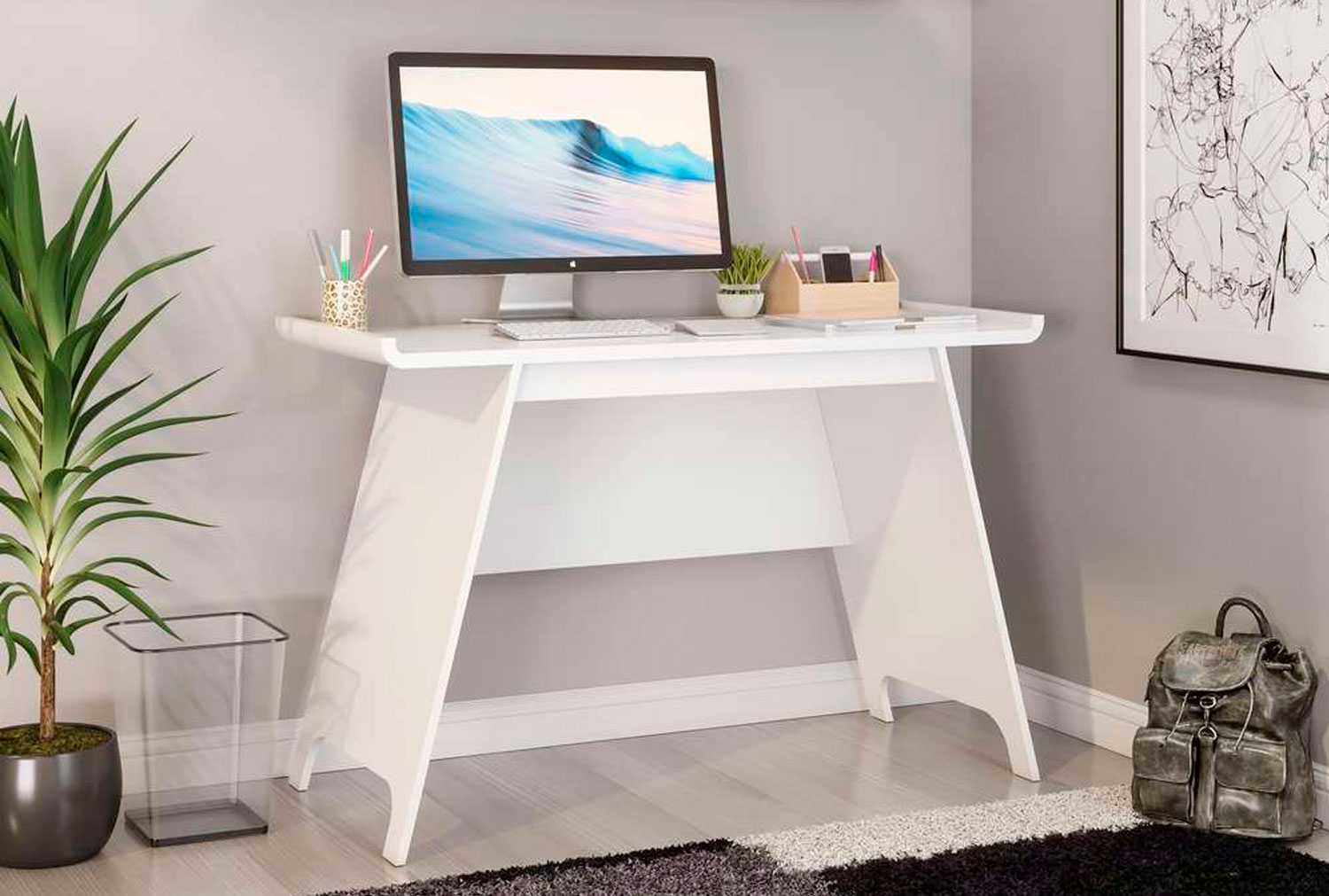 Ewing Trestle Home Office Desk (White)
