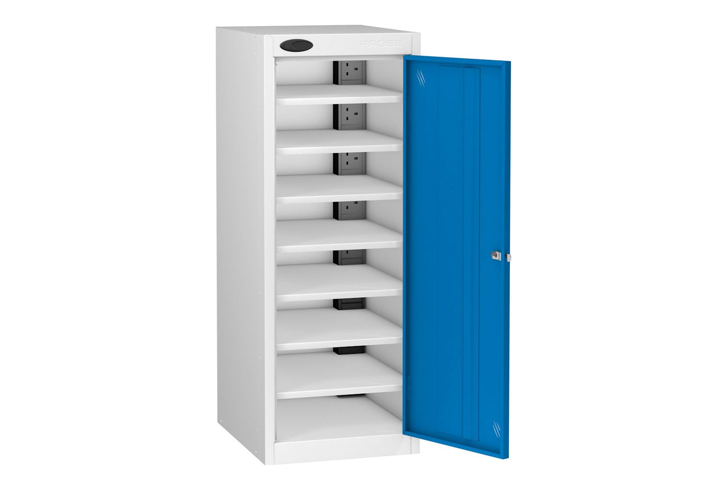 Probe Single Door Laptop Charging Lockers, 8 Compartments - 100h (cm), Digital Combination Lock, Blue