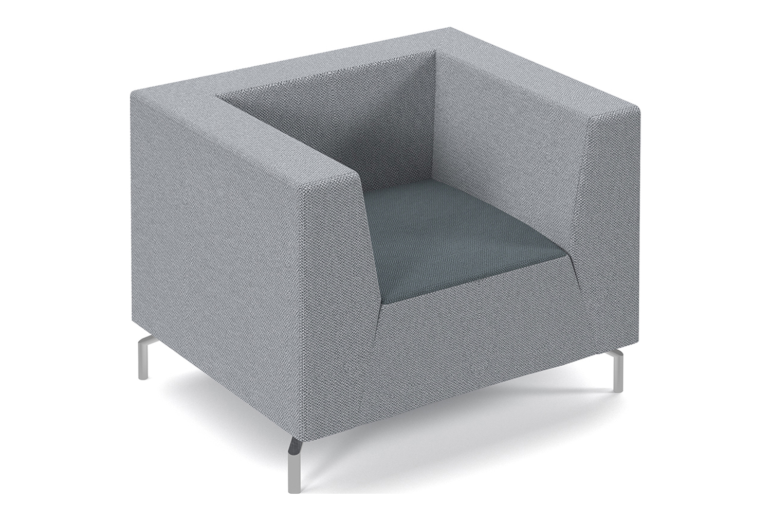 Plato 2 Tone Fabric Low Armchair, Elapse Grey Seat/Late Grey Back