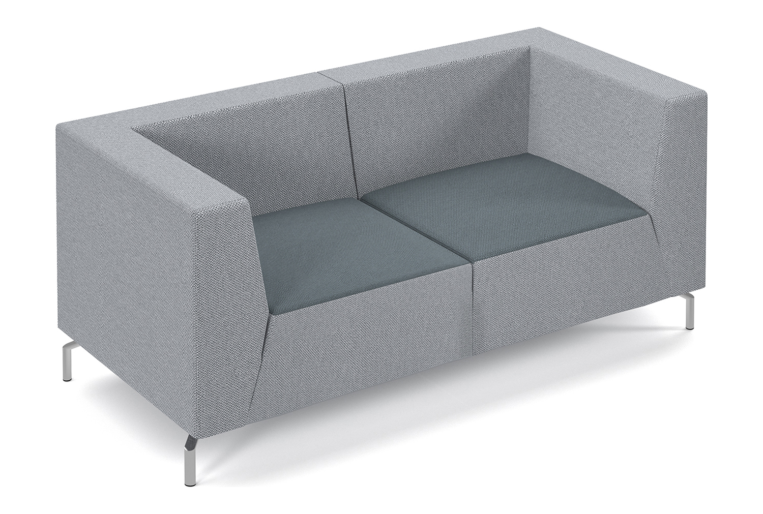 Plato 2 Tone Fabric Low Two Seater Sofa, Elapse Grey Seat/Late Grey Back