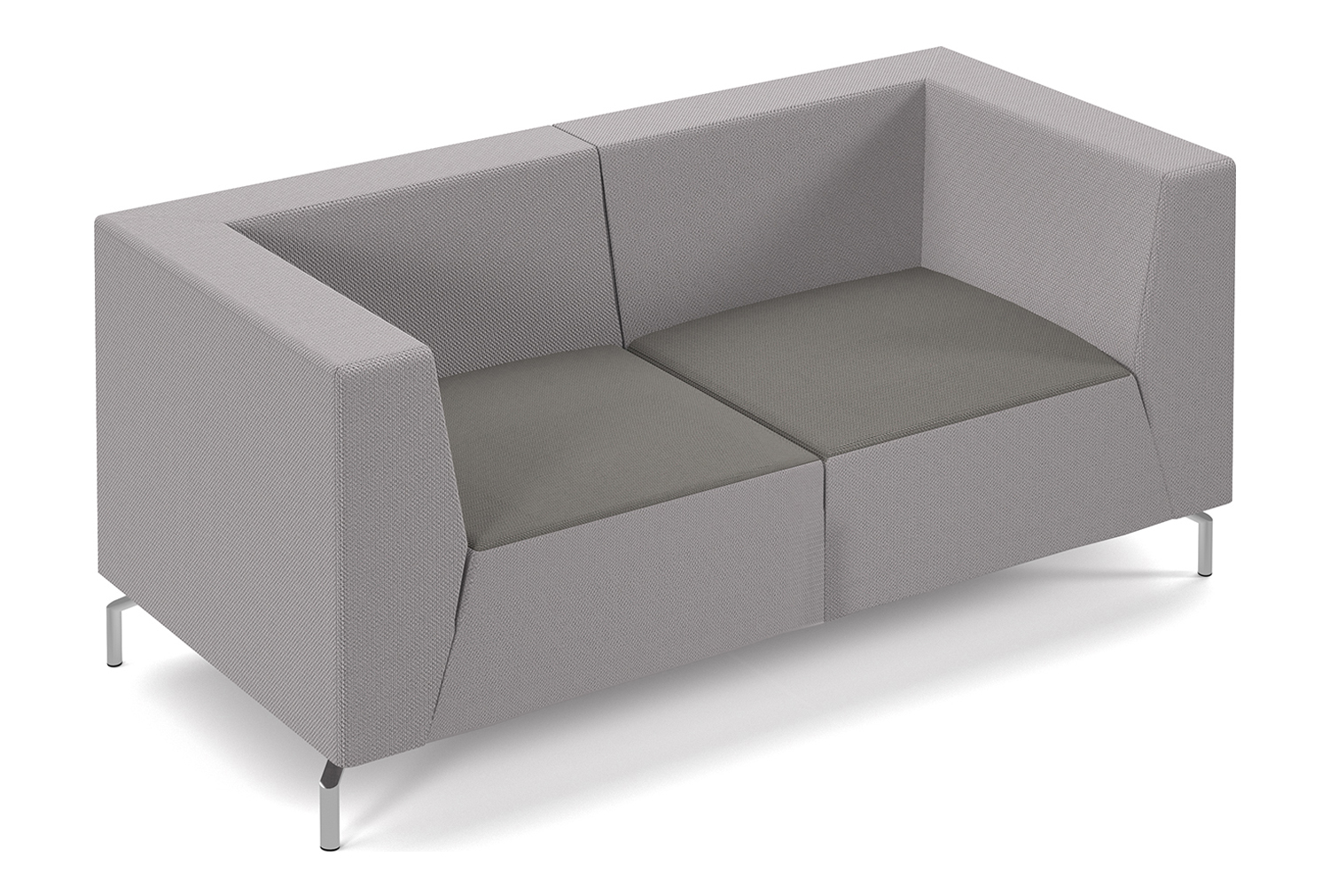 Plato 2 Tone Fabric Low Two Seater Sofa, Present Grey Seat/Forecast Grey Back, Fully Installed