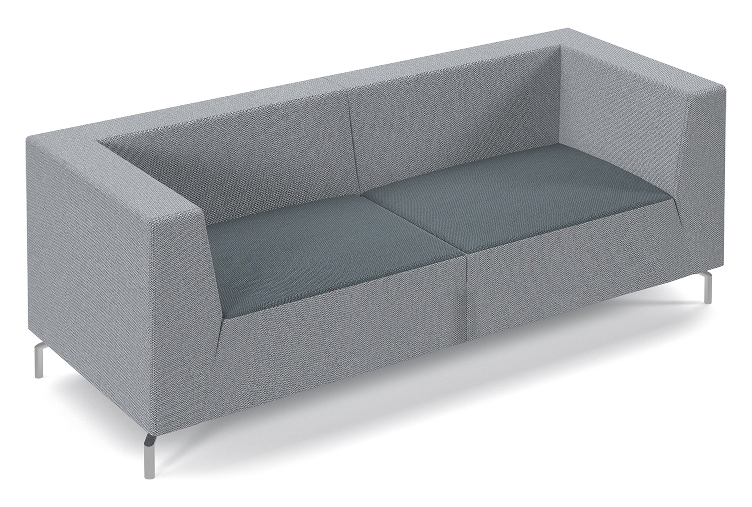 Plato 2 Tone Fabric Low Three Seater Sofa, Elapse Grey Seat/Late Back