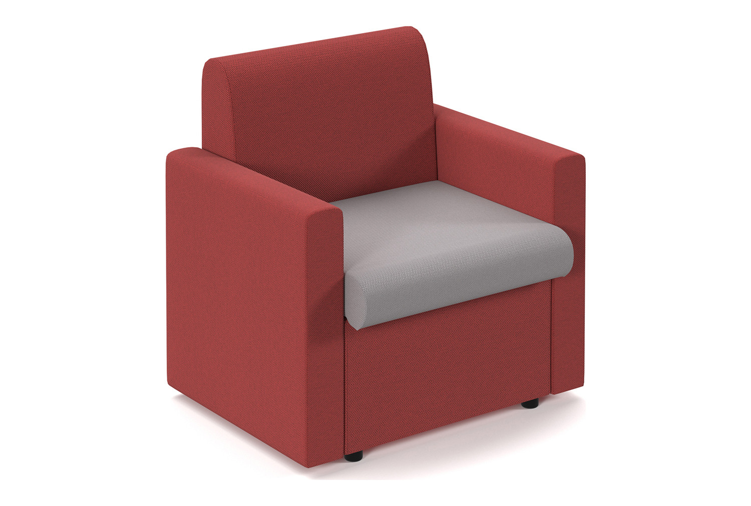 Portland 2 Tone Modular Soft Seating, Armchair, Forecast Grey Seat/Extent Red Back, Fully Installed