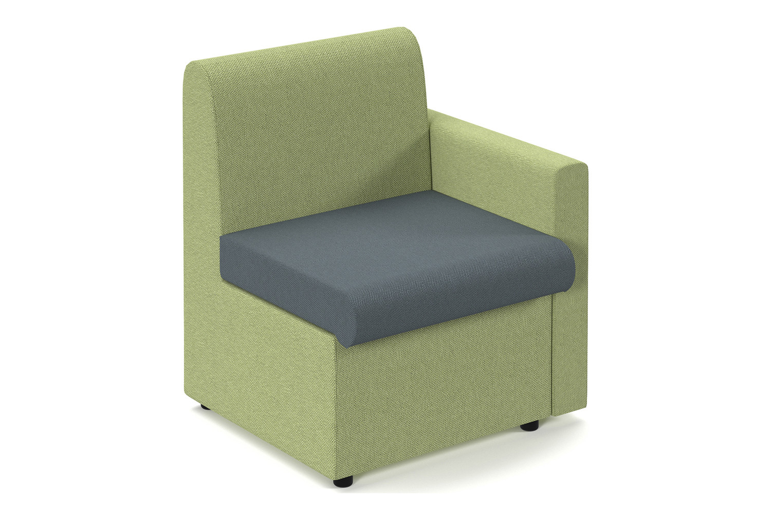 Portland 2 Tone Modular Soft Seating, Chair With Left Arm, Elapse Grey Seat/Endurance Green Back