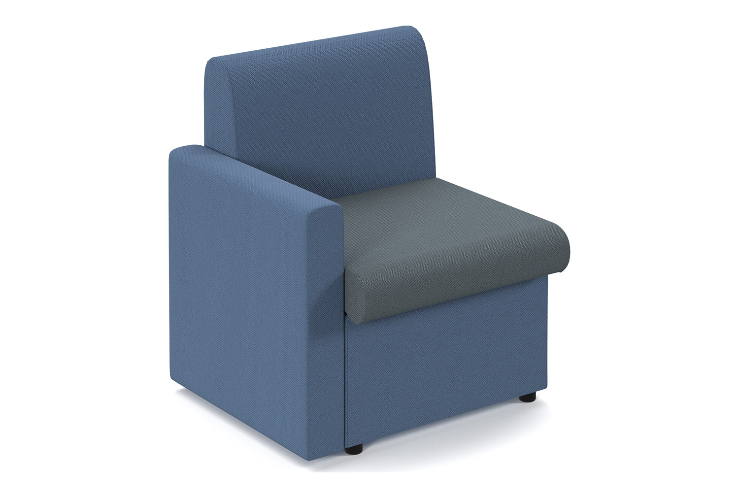 Portland 2 Tone Modular Soft Seating, Chair With Right Arm, Elapse Grey Seat/Range Blue Back, Fully Installed