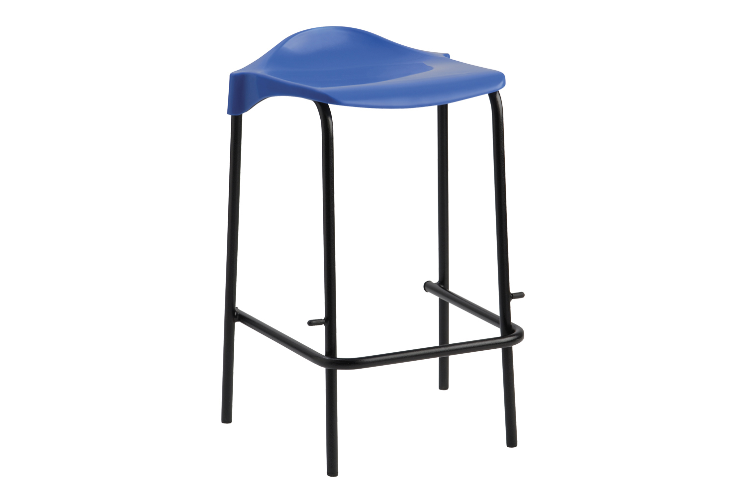 Qty 6 - Educate Poly Low Back Classroom Stools, 40h (cm), Chrome Silver Frame, Blue Shell