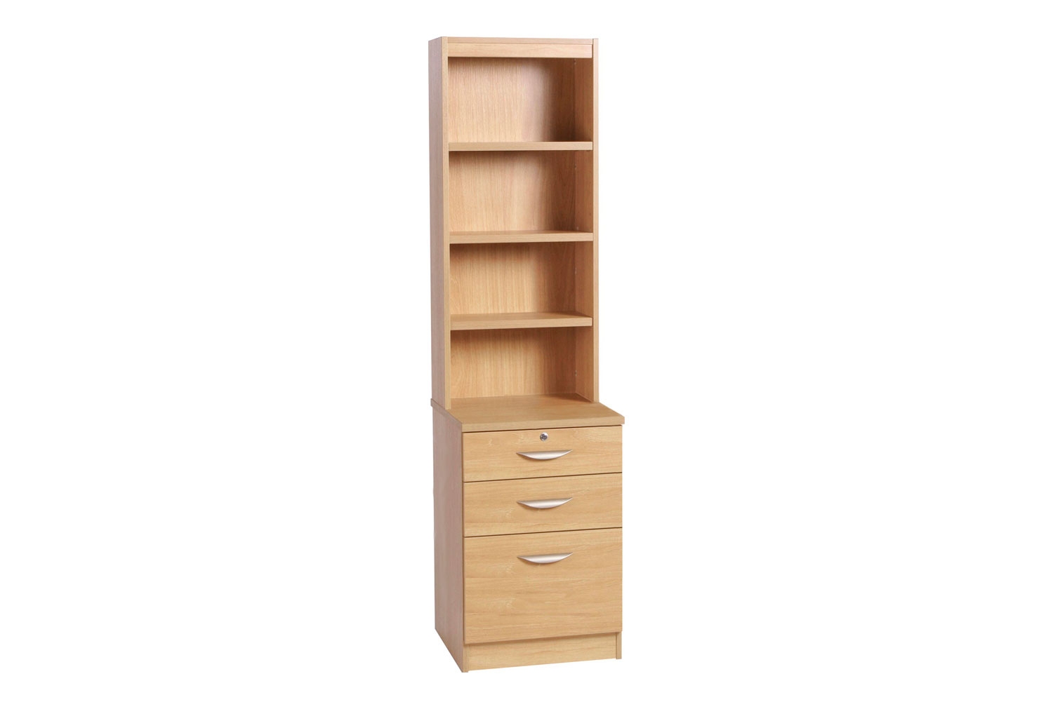 Small Office 3 Drawer Home Office FIling Cabinet With Hutch Home Office Bookcase, Classic Oak