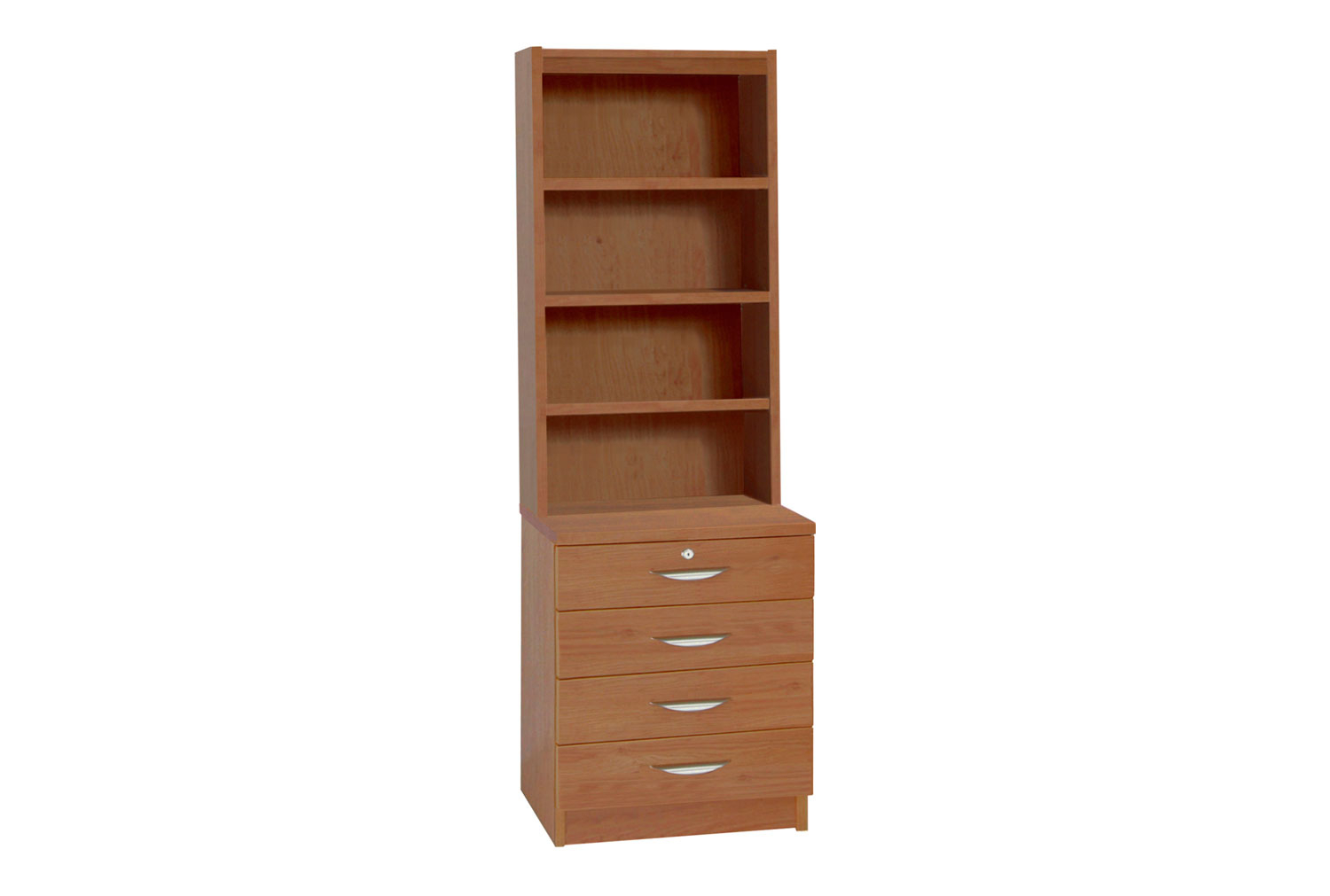 Small Office 4 Drawer Chest With Hutch Home Office Bookcase, English Oak