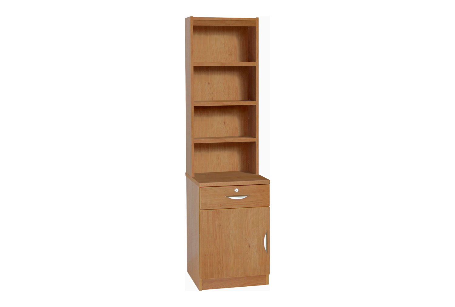Small Office Deep Cupboard With Single Drawer & Hutch Home Office Bookcase, English Oak
