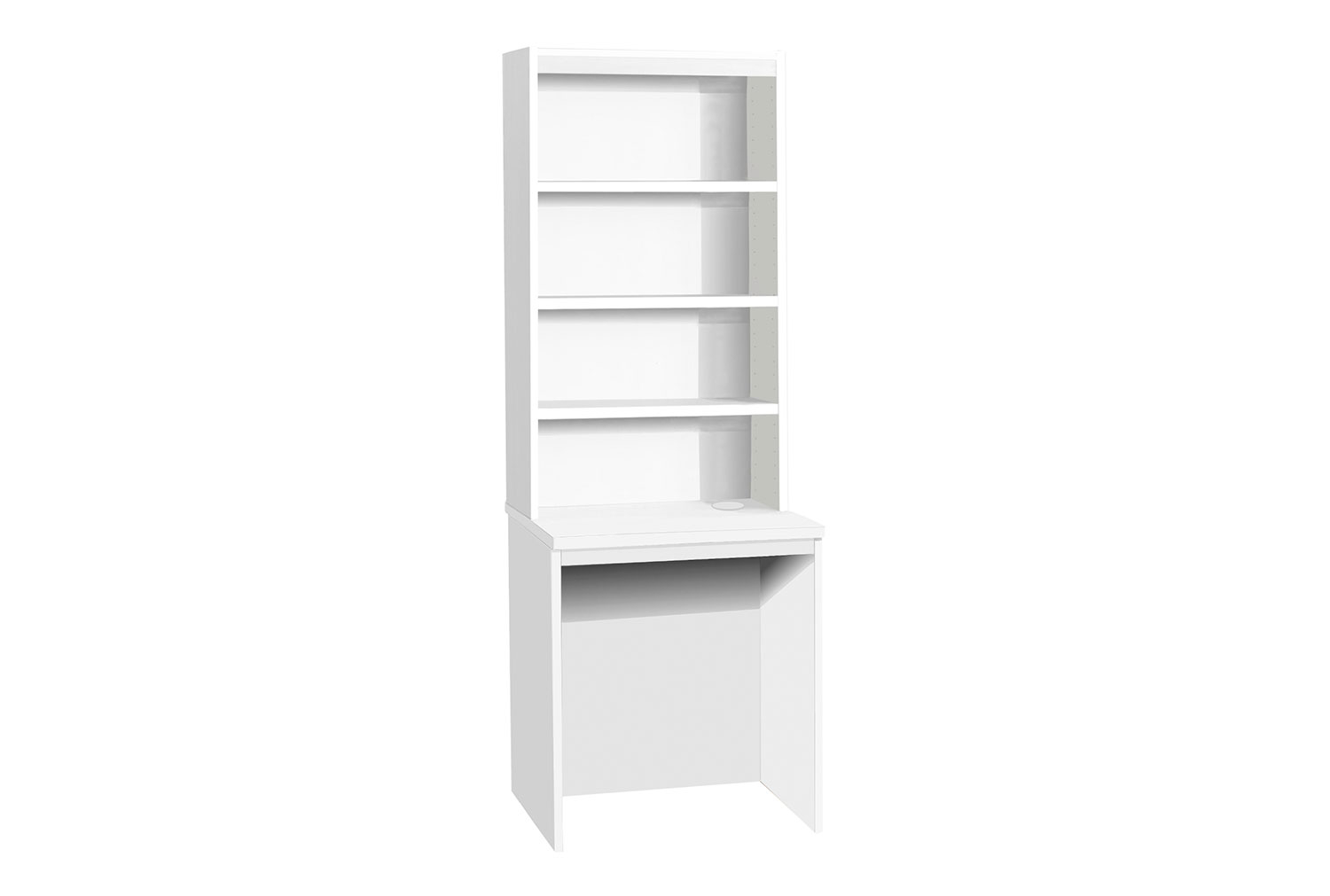 Small Office Rectangular Home Office Desk With Hutch Bookcase (White), 60wx54dx182h (cm)