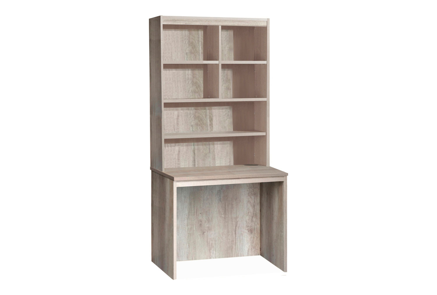 Small Office Rectangular Home Office Desk With Hutch Bookcase (Grey Nebraska), 85wx54dx182h (cm)