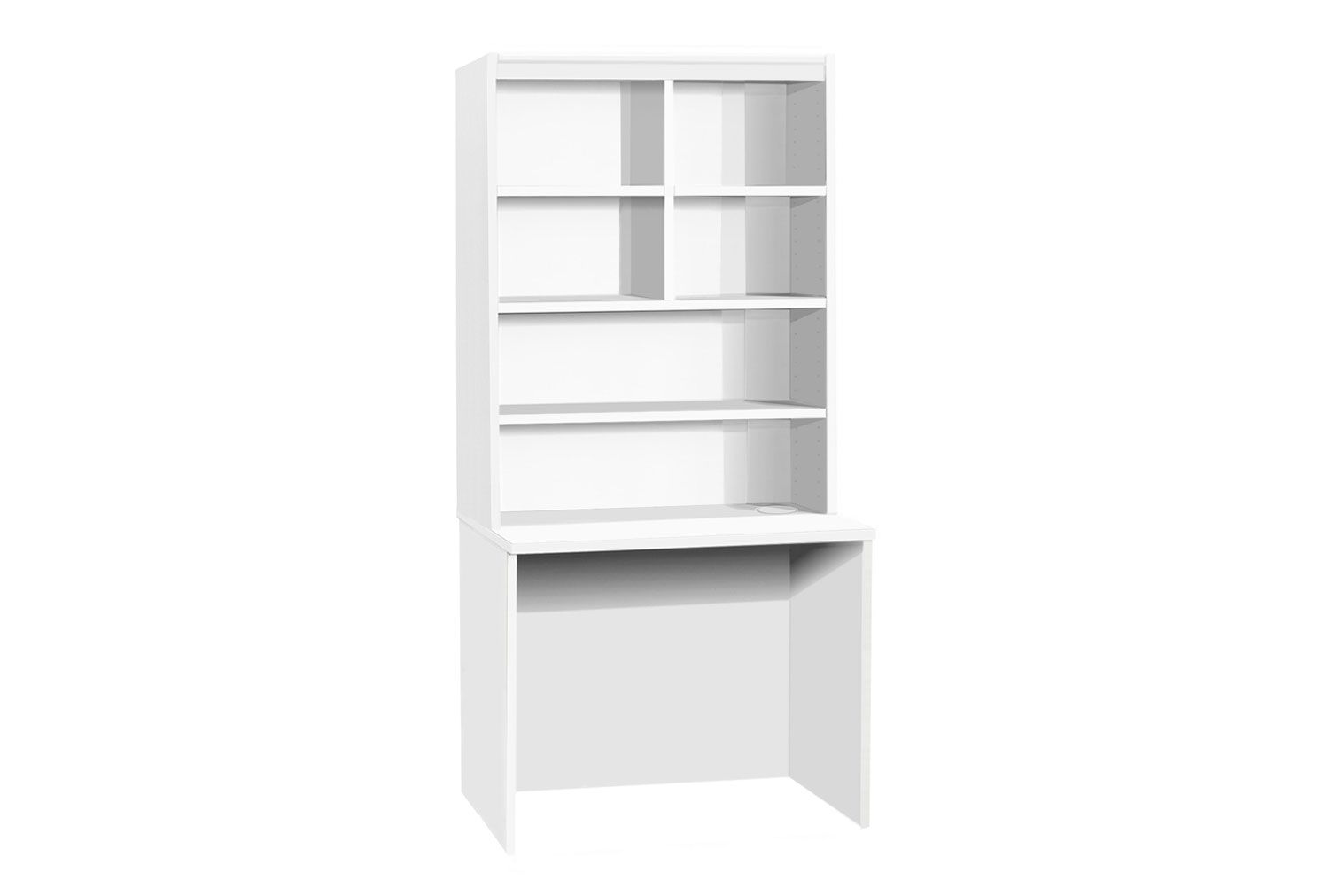 Small Office Rectangular Home Office Desk With Hutch Bookcase (White), 85wx54dx182h (cm)