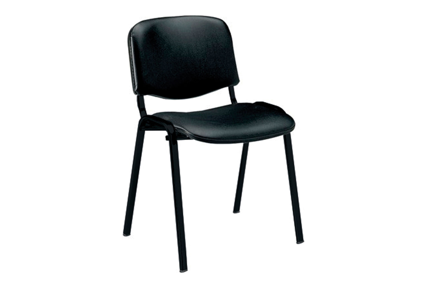 Qty 4 - Vogue Vinyl ISO Black Framed Stacking Conference Office Chair (Black), Black Frame, Black, Express Delivery