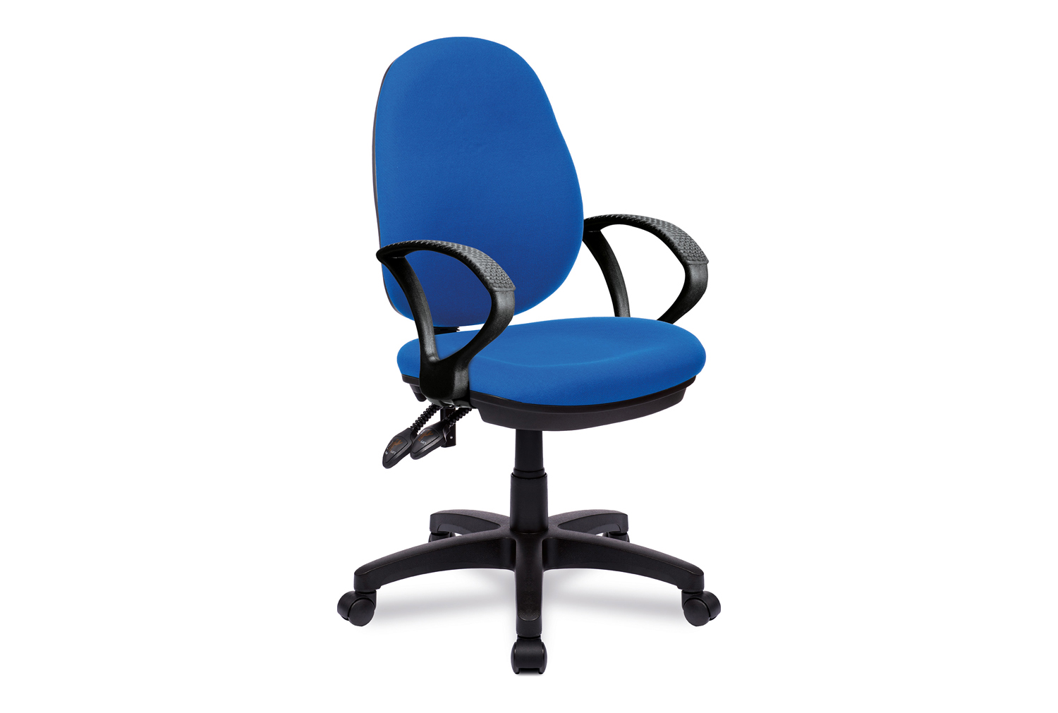 Barker Operator Office Chair With Fixed Arms, Blue, Fully Installed