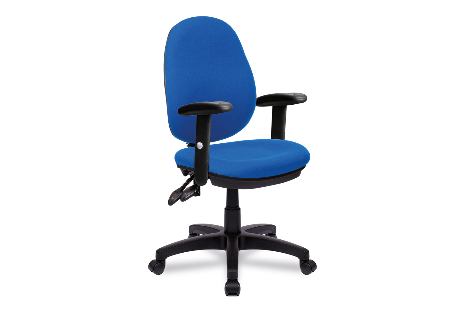 Barker Operator Office Chair With Adjustable Arms, Blue, Fully Installed