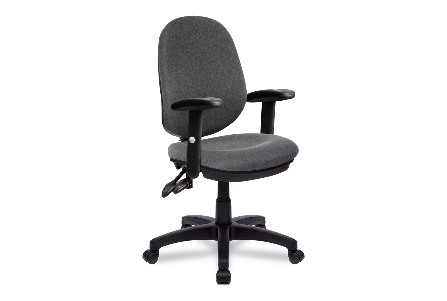 Mineo 3 Lever Operator Office Chair With Adjustable Arms, Grey, Fully Installed