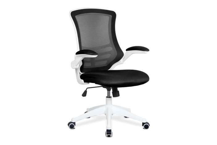 Moon Mesh Back Operator Office Chair With White Base (Black), Fully Installed