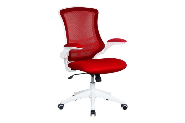 Moon Mesh Back Operator Office Chair With White Base (Red), Fully Installed