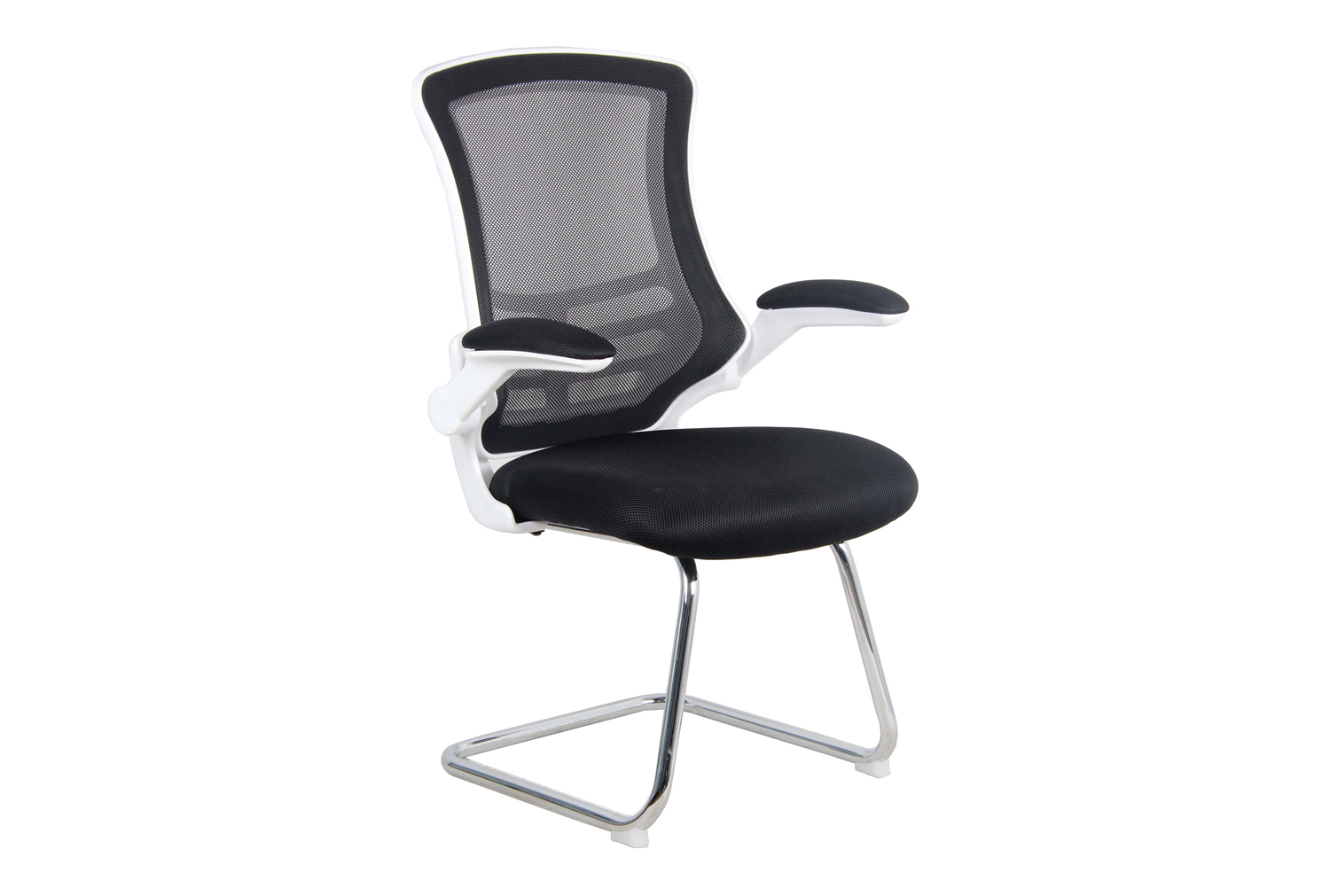 Moon Mesh Back Visitor Office Chair With Chrome Frame (Black), Express Delivery