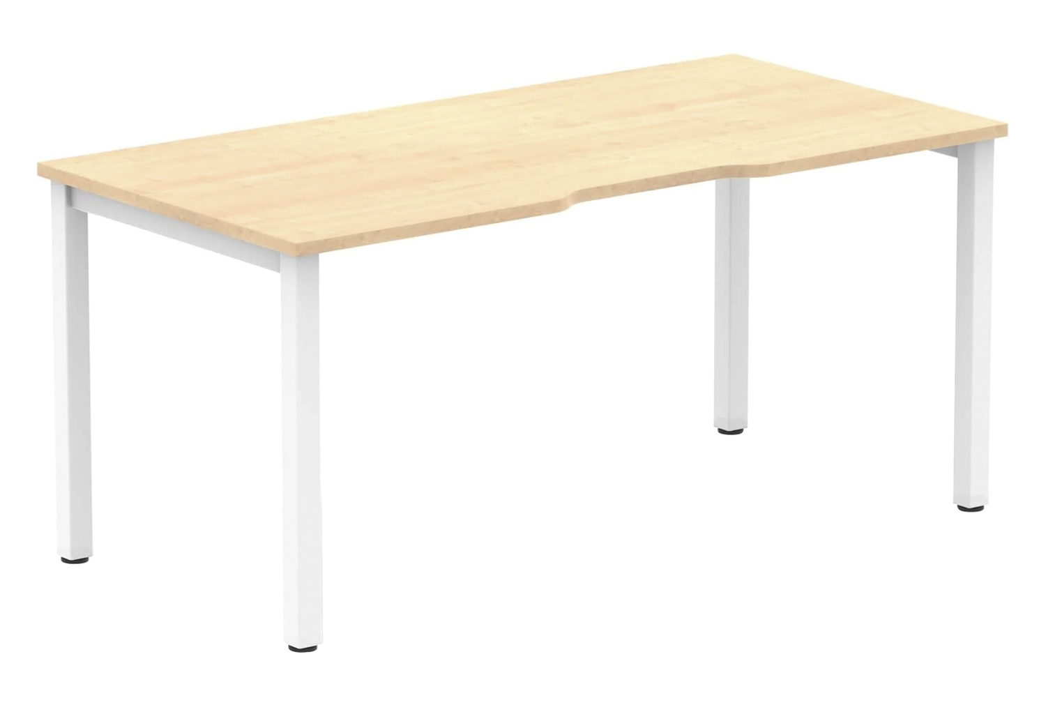 Pamola Single Bench Office Desk (White Legs), 160wx80dx73h (cm), Maple