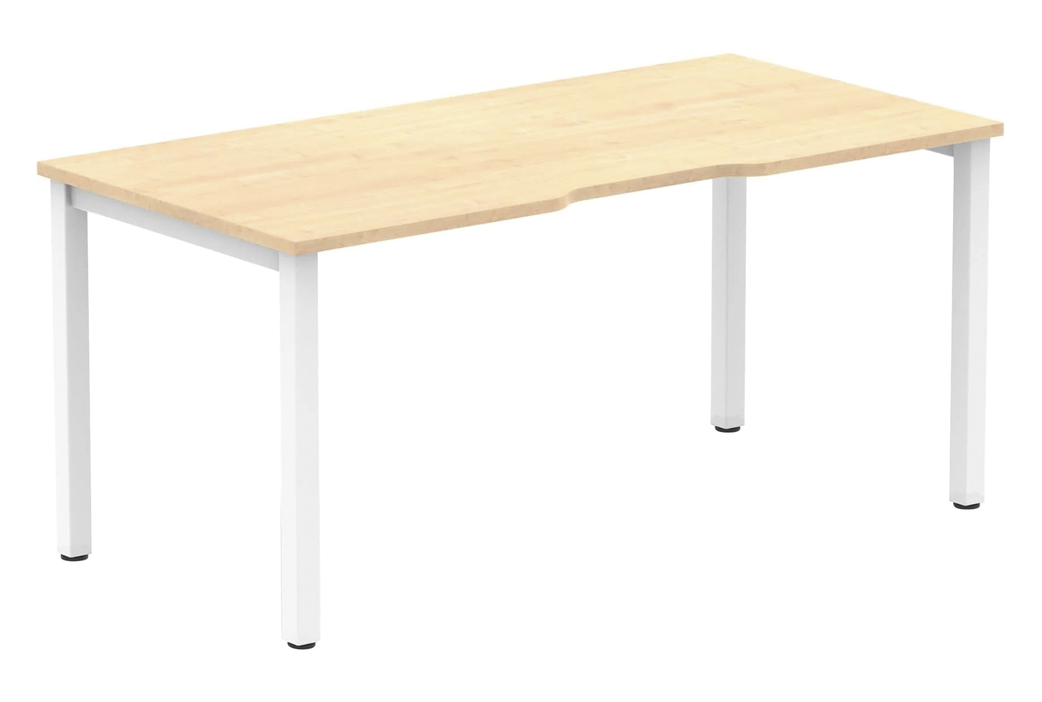 Pamola Single Bench Office Desk (White Legs), 140wx80dx73h (cm), Maple