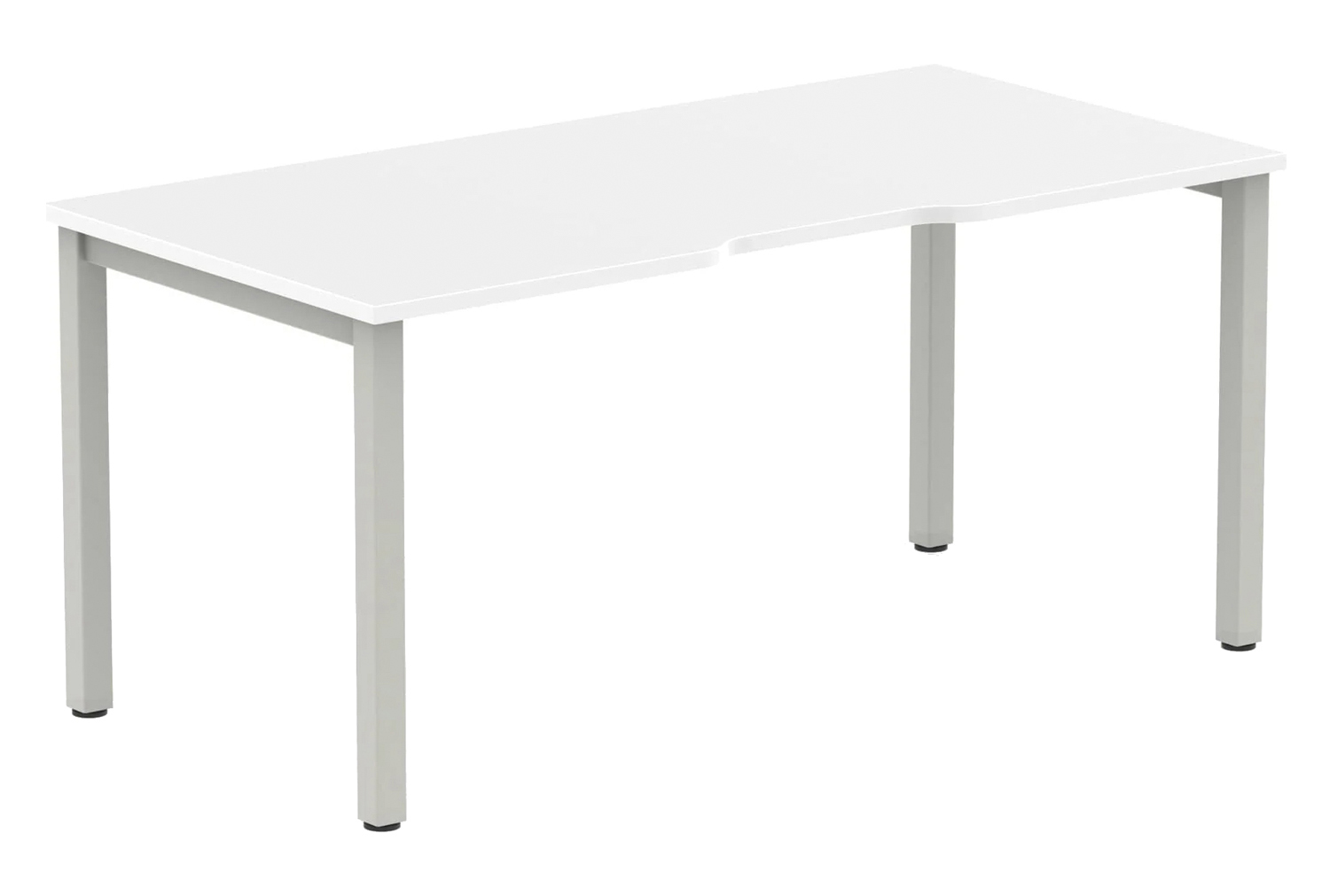 Pamola Single Bench Office Desk (Silver Legs), 160wx80dx73h (cm), White, Express Delivery