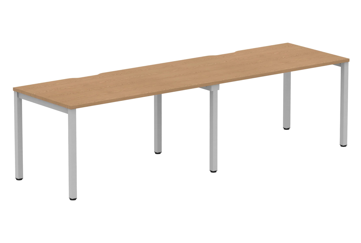 Pamola Double Bench Office Desk (White Legs), 280wx80dx73h (cm), Oak
