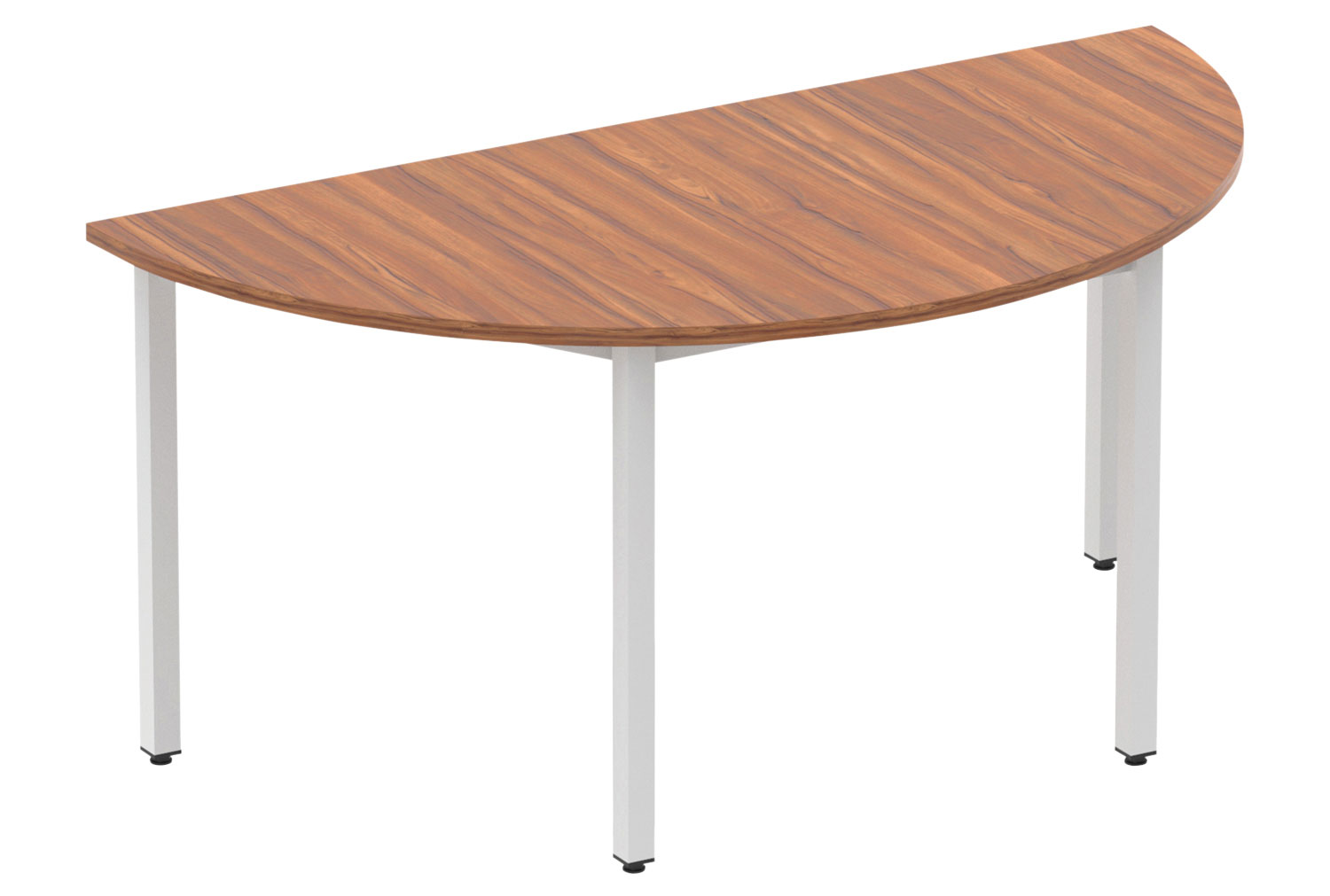 Vitali Semi Circular Meeting Table (Square Legs), 160wx80dx73h (cm), Silver Frame, Walnut, Express Delivery