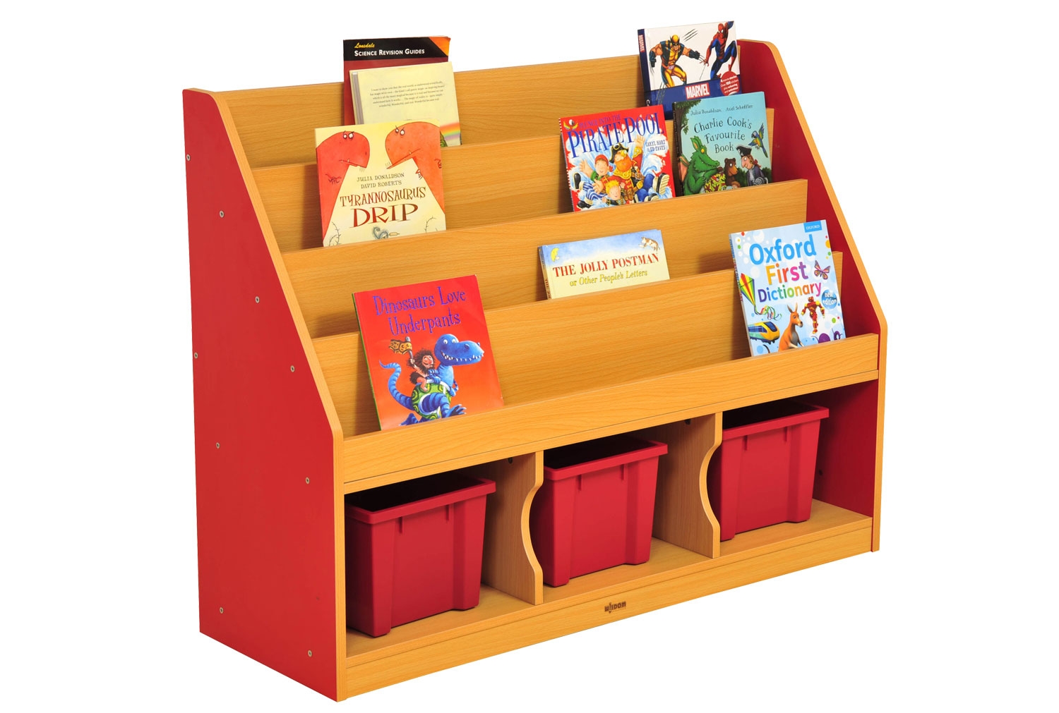 Early Years Milan Tiered Bookcase With 3 Trays, Red