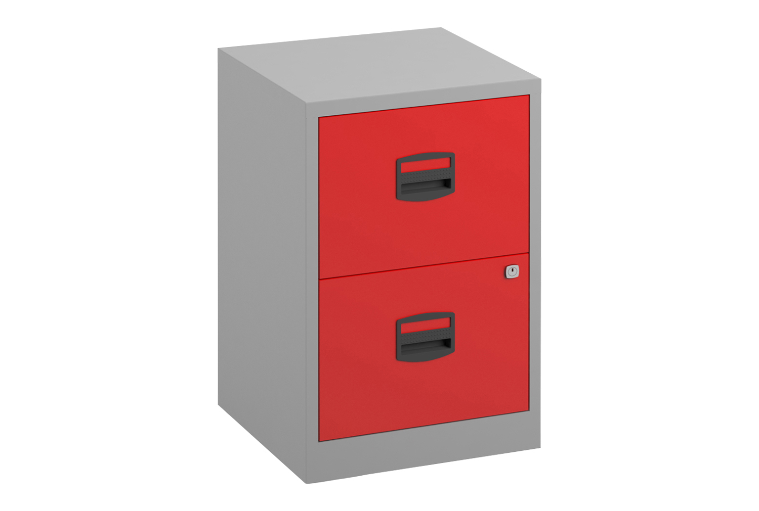 Bisley A4 Home Office Filing Cabinet, 2 Filing Drawers, Grey/Red