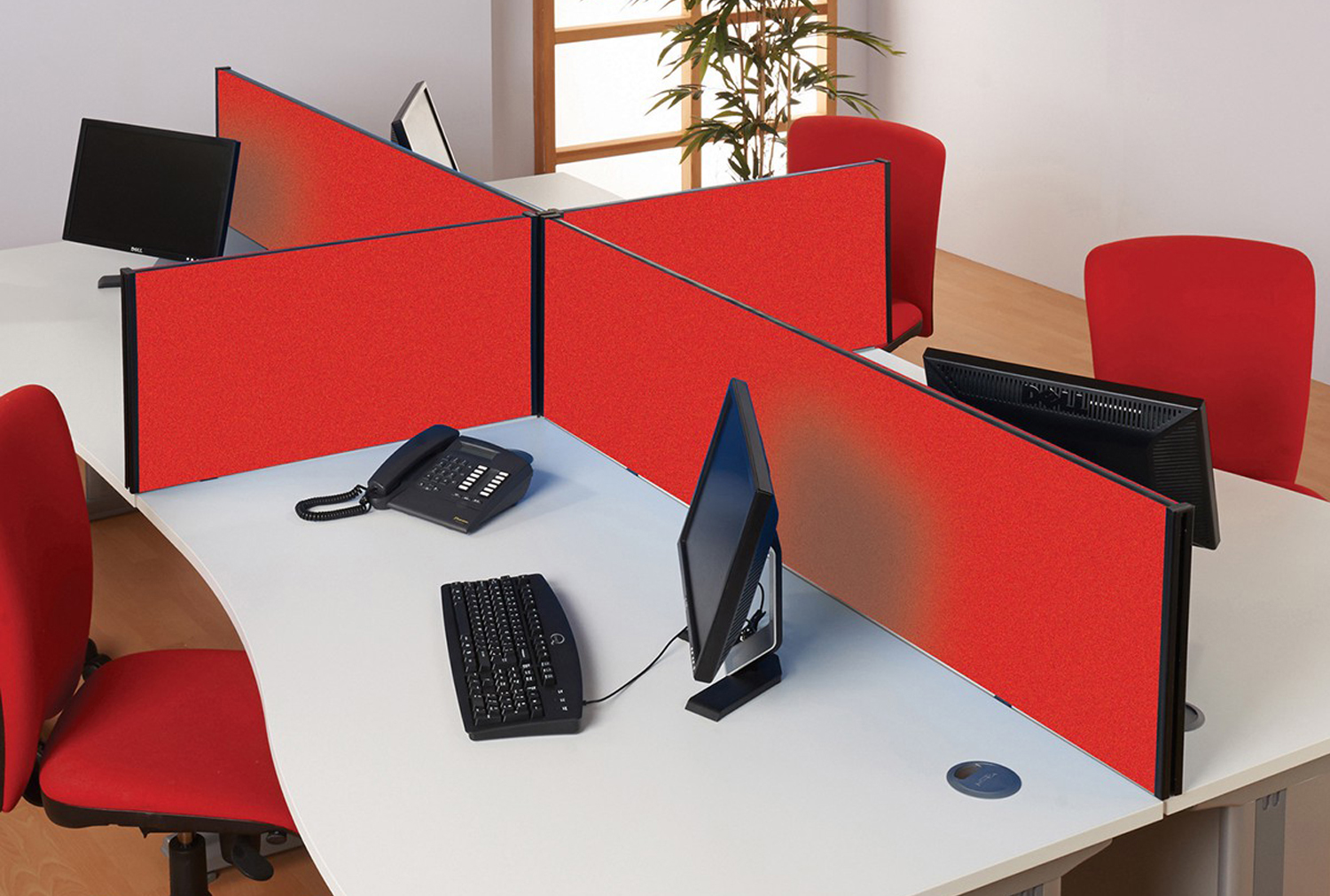 BusyScreen Rectangular Desktop Office Screens, 80wx40h (cm), Red