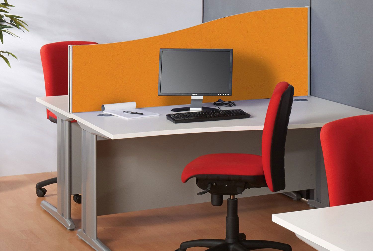 BusyScreen Vibrant Wave Desktop Office Screens, 80wx40-60h (cm), Orange