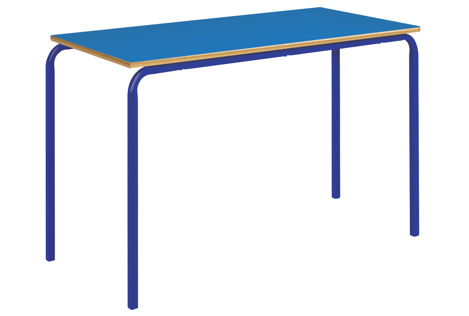 Qty 4 - Colour Edition Rectangular Crush Bent School Classroom Tables, 8-11 Years - 110wx55dx64h (cm), Red Frame, Red Top