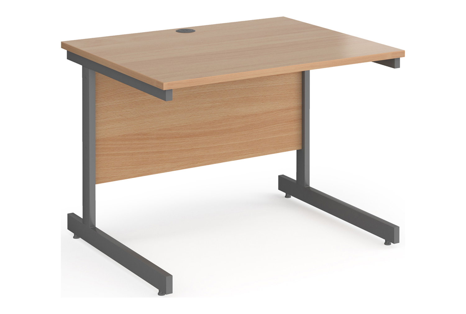 Value Line Classic+ Rectangular C-Leg Office Desk (Graphite Leg), 100wx80dx73h (cm), Beech