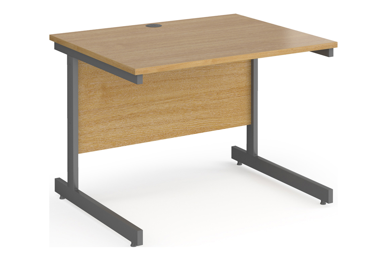 Value Line Classic+ Rectangular C-Leg Office Desk (Graphite Leg), 100wx80dx73h (cm), Oak