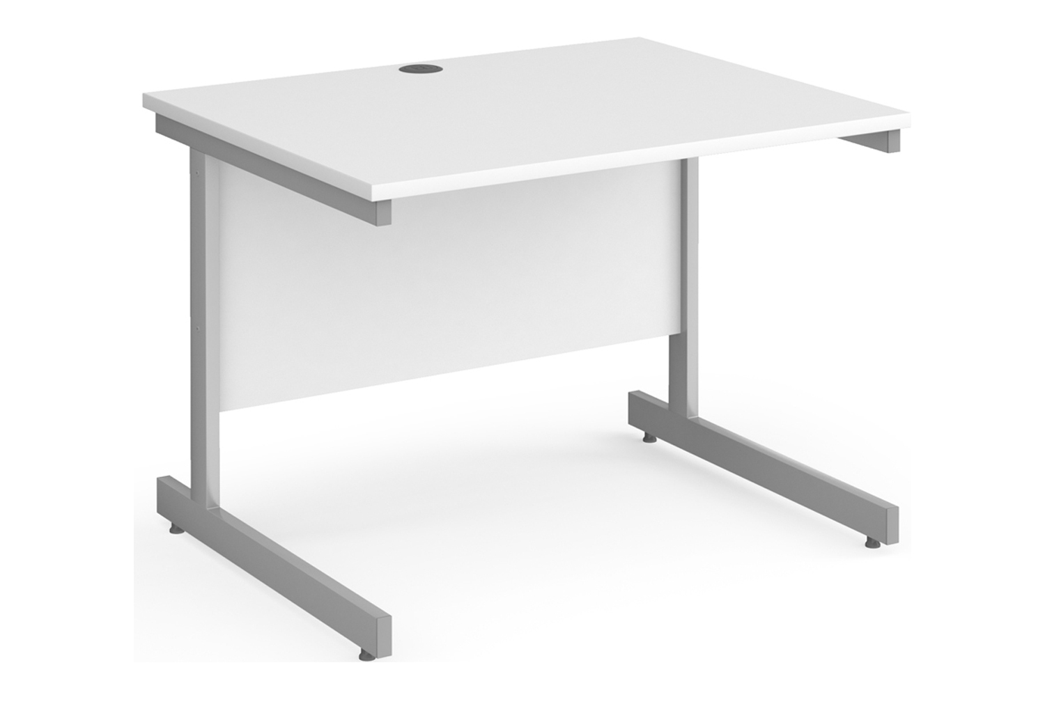 Value Line Classic+ Rectangular C-Leg Office Desk (Graphite Leg), 100wx80dx73h (cm), White, Express Delivery