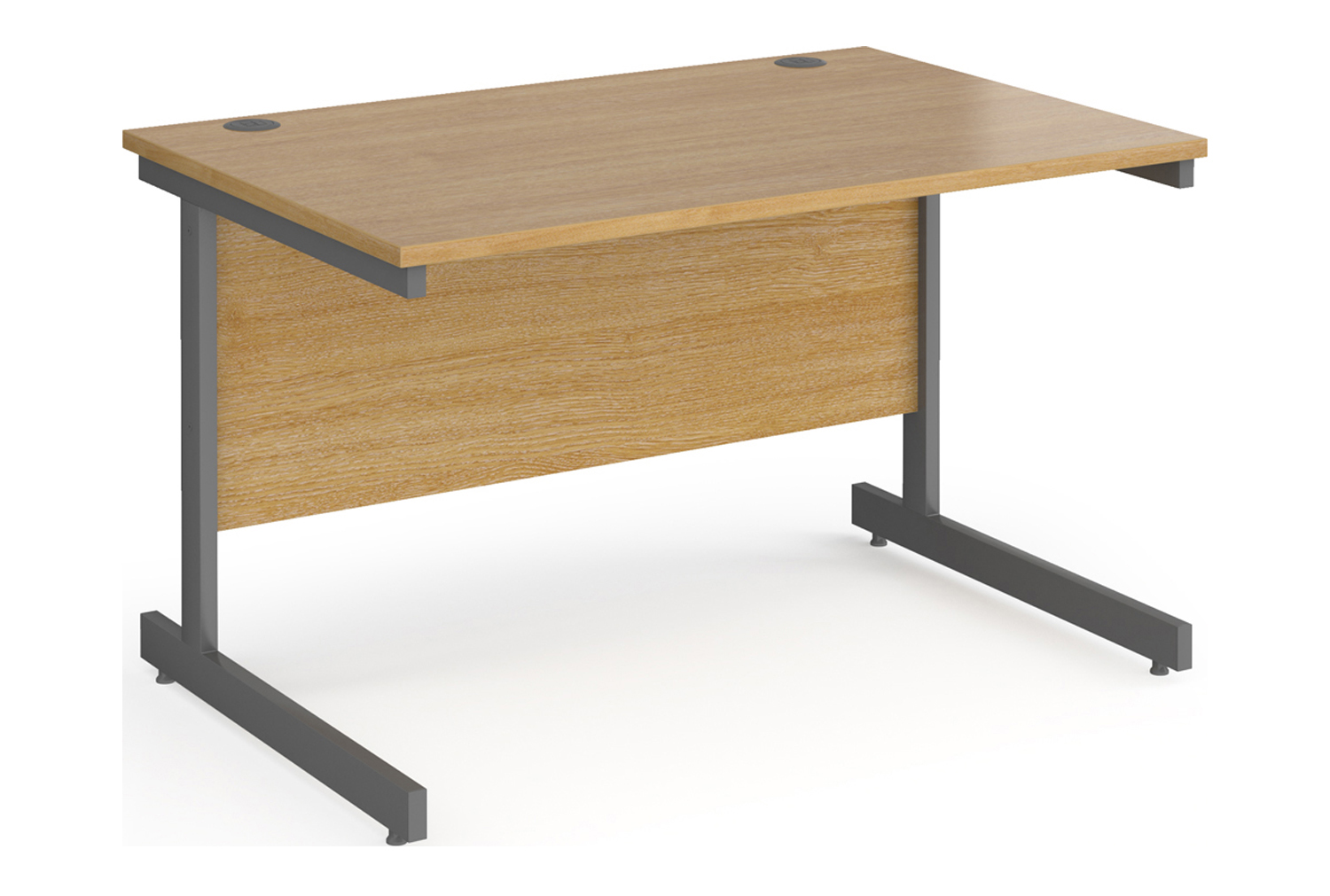 Value Line Classic+ Rectangular C-Leg Office Desk (Graphite Leg), 120wx80dx73h (cm), Oak, Express Delivery