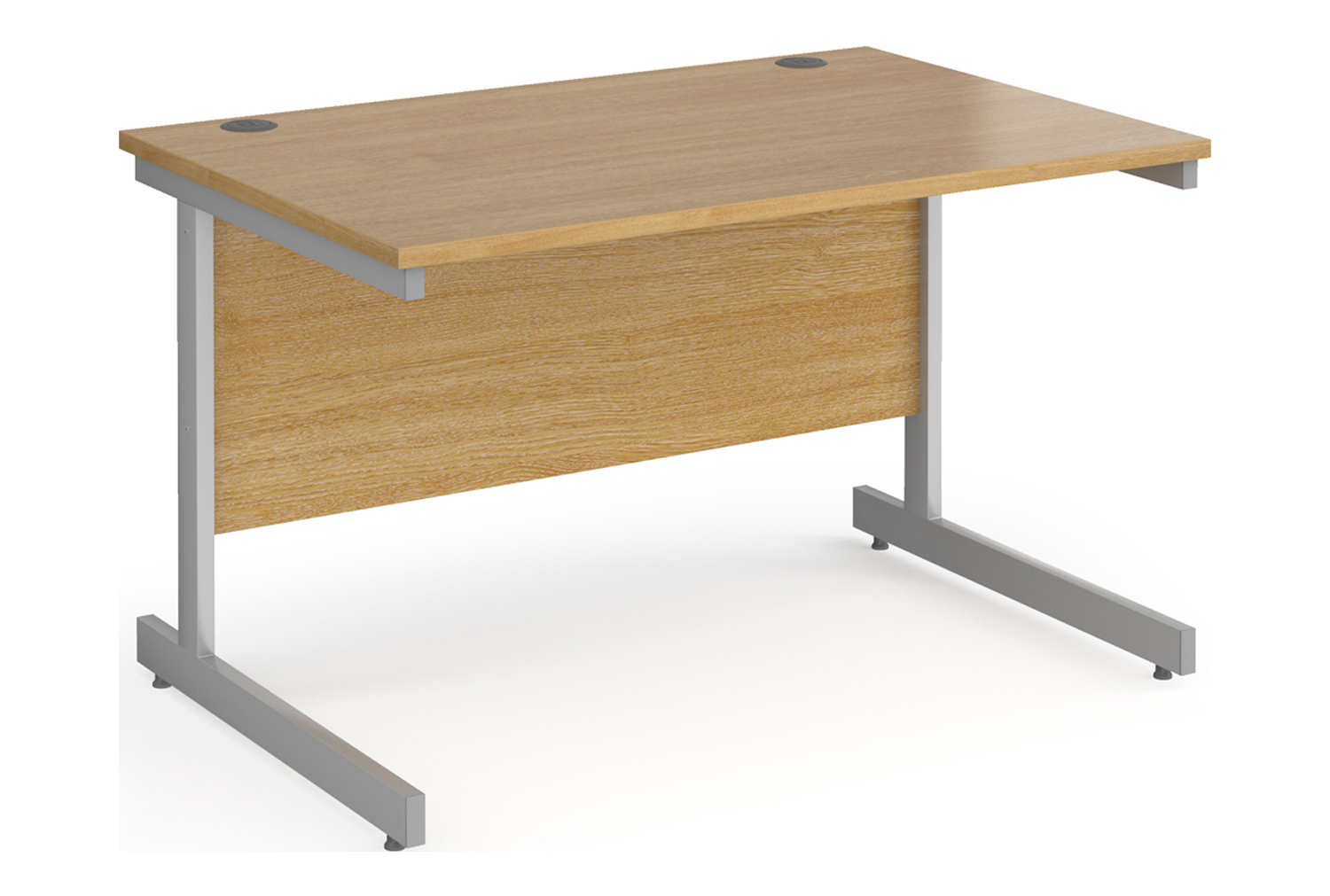 Value Line Classic+ Rectangular C-Leg Office Desk (Silver Leg), 120wx80dx73h (cm), Oak