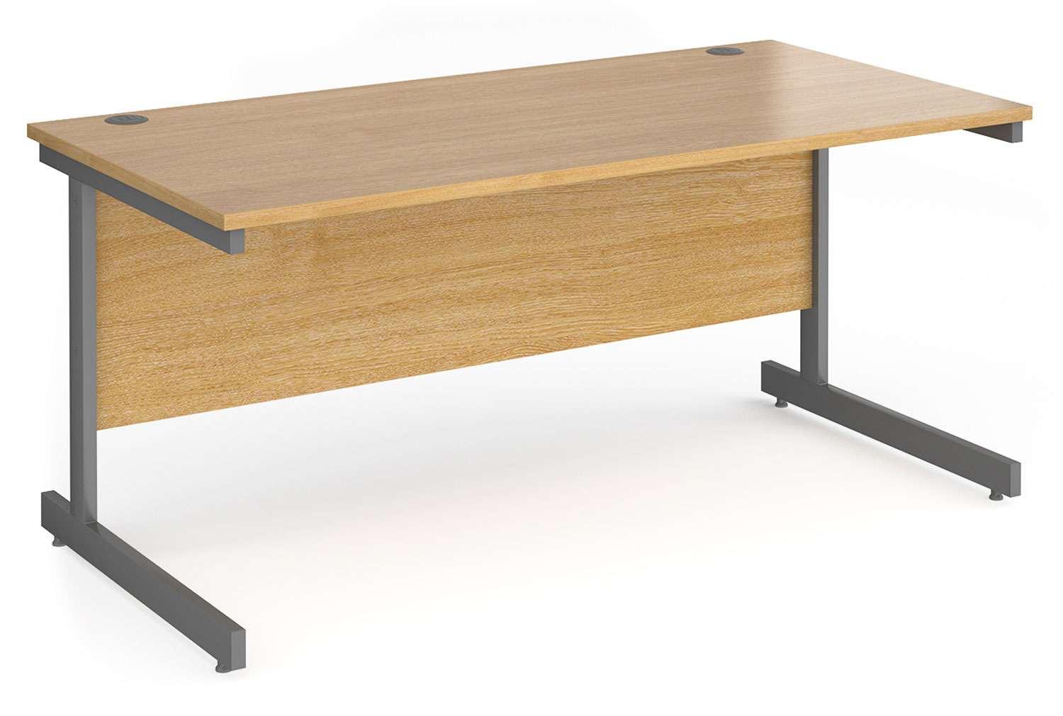Value Line Classic+ Rectangular C-Leg Office Desk (Graphite Leg), 160wx80dx73h (cm), Oak, Express Delivery