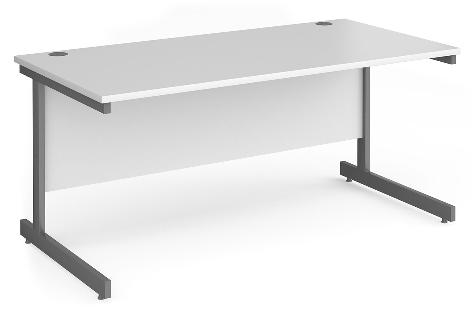 Value Line Classic+ Rectangular C-Leg Office Desk (Graphite Leg), 160wx80dx73h (cm), White, Express Delivery