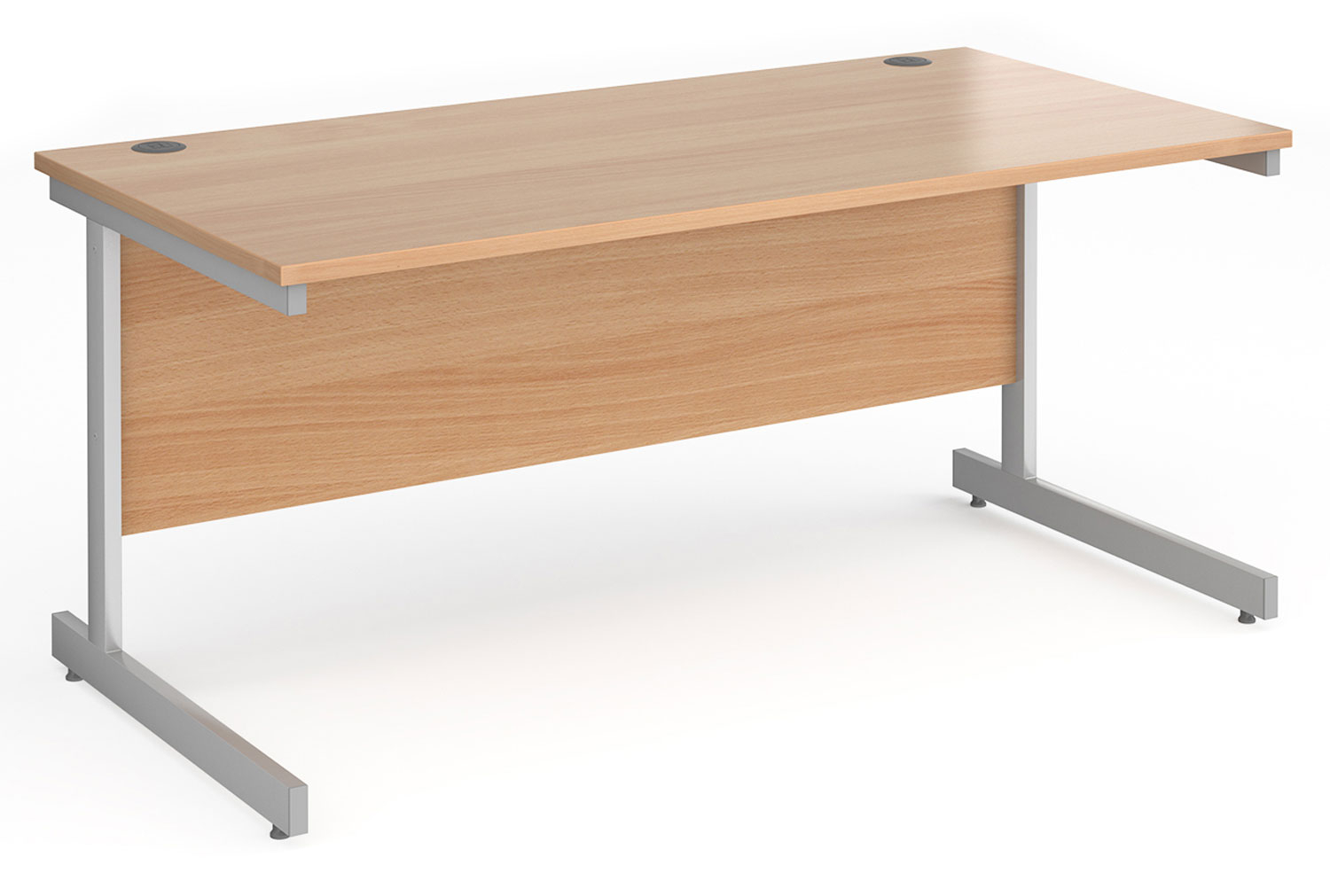 Value Line Classic+ Rectangular C-Leg Office Desk (Silver Leg), 160wx80dx73h (cm), Beech, Fully Installed