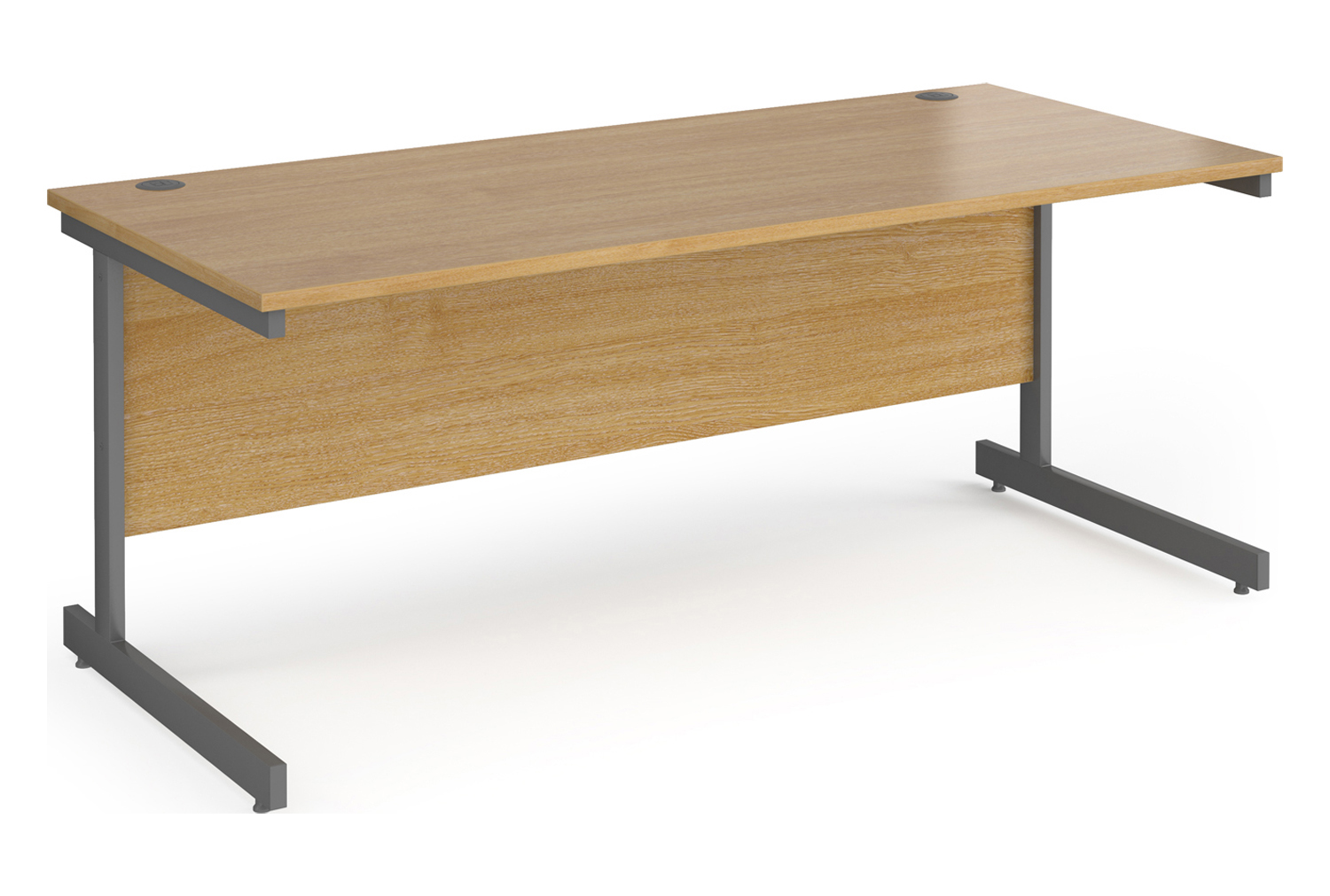 Value Line Classic+ Rectangular C-Leg Office Desk (Silver Leg), 180wx80dx73h (cm), Oak