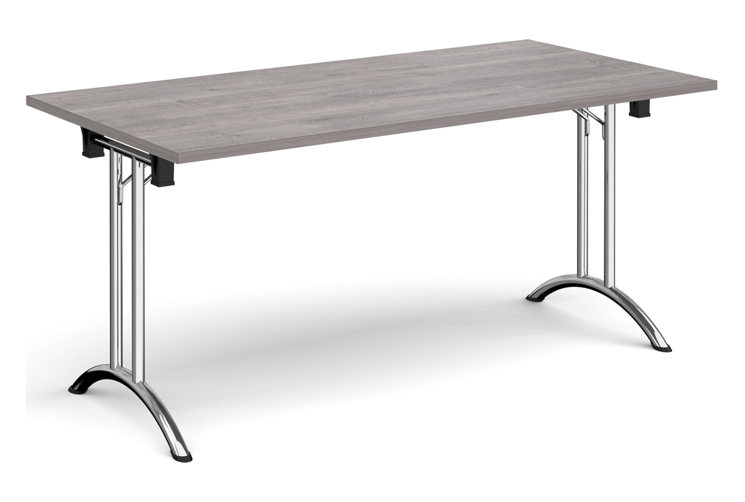 Zeeland Rectangular Folding Table, 160wx80dx73h (cm), Chrome Frame, Grey Oak, Express Delivery