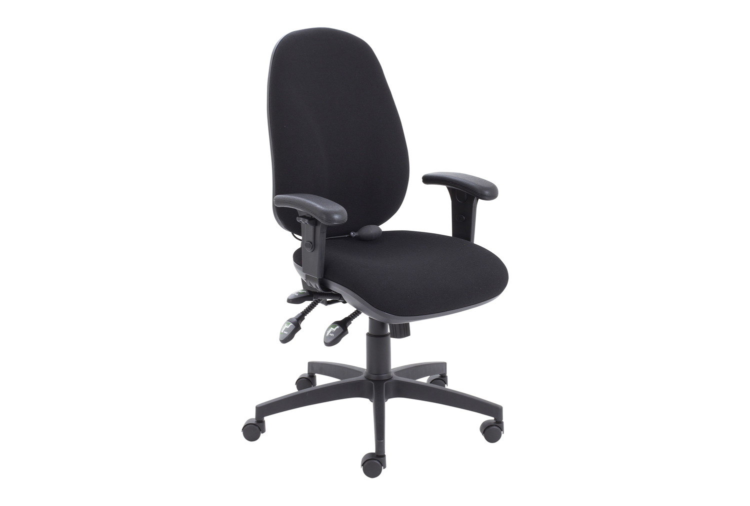 Orchid Deluxe Lumbar Pump Ergonomic Operator Office Chair With Height Adjustable Arms, Black, Express Delivery