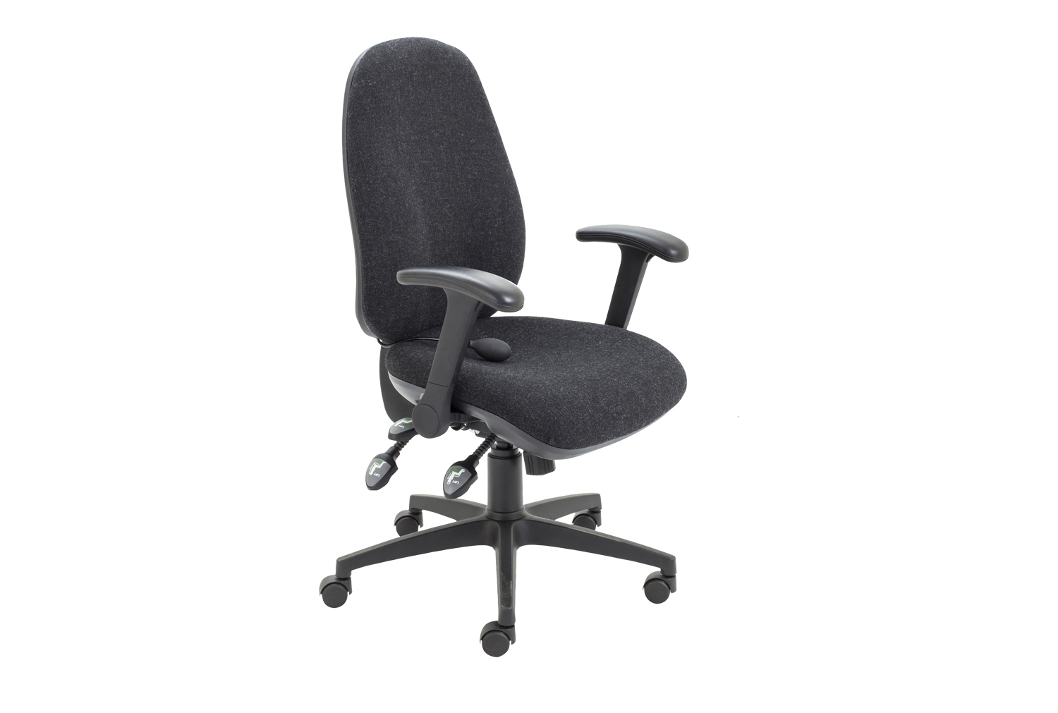 Orchid Deluxe Lumbar Pump Ergonomic Operator Office Chair With Folding Arms, Charcoal, Express Delivery